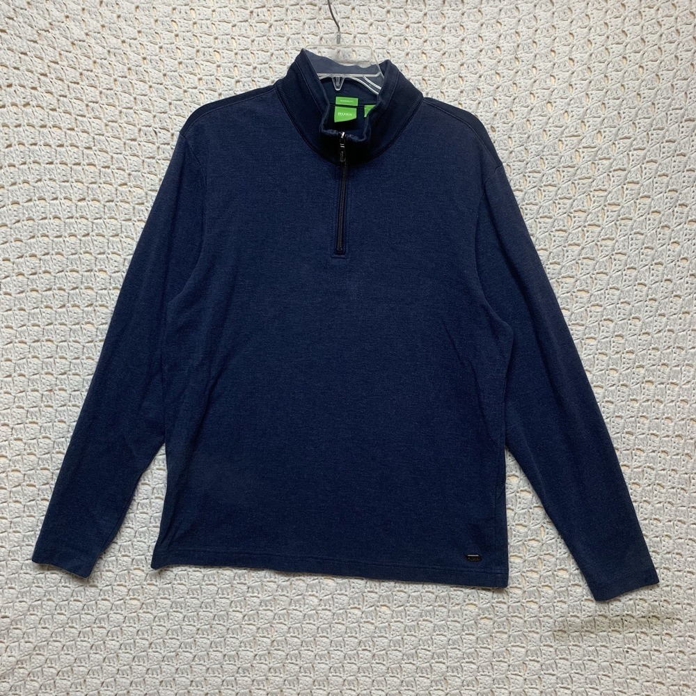Hugo Boss Sweater XL Navy Blue /Green label C-Piceno 1/4 Zip Sport Modern Fit